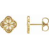 14K Yellow Vintage-Inspired Clover Earrings - 87105601P photo