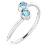 14K White Aquamarine Two-Stone Ring - 7188660006P photo