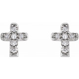 14K White .06 CTW Diamond Youth Cross Earrings - 65358160000P photo 2