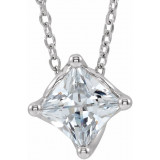 14K White 1/2 CT Diamond Solitaire 16-18 Necklace - 869926020P photo