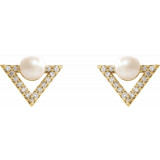14K Yellow Freshwater Cultured Pearl & 1/5 CTW Diamond Earrings - 87015606P photo 2