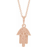 14K Rose Hamsa 16-18 Necklace - 86819602P photo