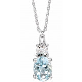 14K White Aquamarine & .02 CTW Diamond 18 Necklace - 651534111P photo