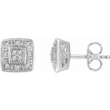14K White 1/10 CTW Diamond Cluster Earrings - 65294560002P photo