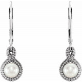 14K White Freshwater Cultured Pearl Beaded Earrings - 86565600P photo 2