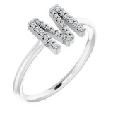 14K White .07 CTW Diamond Initial M Ring - 1238346060P photo