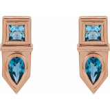 14K Rose Blue Multi-Gemstone Geometric Bar Drop Earrings - 87039606P photo 2
