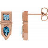 14K Rose Blue Multi-Gemstone Geometric Bar Drop Earrings - 87039606P photo