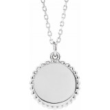 14K White Engravable Beaded Disc 16-18 Necklace - 86472111P photo