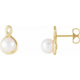 14K Yellow Pearl Earrings - 86726601P photo