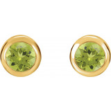 14K Yellow 4 mm Round Genuine Peridot Birthstone Earrings - 6108660016P photo 2