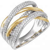 14K White & Yellow 1/2 CTW Diamond Criss-Cross Ring - 65232460001P photo