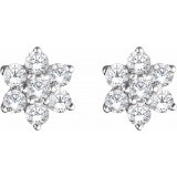 14K White 3/8 CTW Diamond Flower Earrings - 65284860001P photo 2
