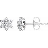 14K White 3/8 CTW Diamond Flower Earrings - 65284860001P photo