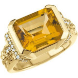 14K Yellow Citrine & 1/5 CTW Diamond Ring - 6719871381P photo
