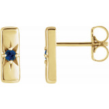14K Yellow Blue Sapphire Starburst Bar Earrings - 87144606P photo