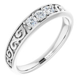 14K White 1/3 CTW Diamond Three-Stone Scroll Ring - 98506020P photo