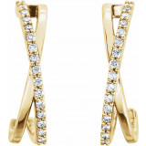 14K Yellow 1/6 CTW Diamond Criss-Cross J-Hoop Earrings - 86334601P photo 2