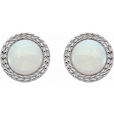 14K White Opal Bezel-Set Leaf Earrings - 862826000P photo 2