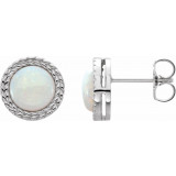 14K White Opal Bezel-Set Leaf Earrings - 862826000P photo