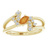 14K Yellow Citrine & 1/8 CTW Diamond Bypass Ring - 72099628P photo 3