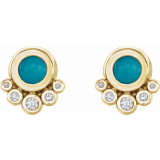 14K Yellow Turquoise & 1/8 CTW Diamond Earrings - 86780621P photo 2