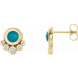 14K Yellow Turquoise & 1/8 CTW Diamond Earrings - 86780621P photo