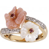 14K Yellow Pink Tourmaline, Mother Of Pearl & .04 CTW Diamond Ring - 6671860001P photo 3