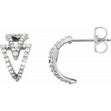 14K White 1/4 CTW Diamond Geometric Hoop Earrings - 86478605P photo