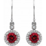 14K White Lab-Grown Ruby & 1/8 CTW Diamond Halo-Style Earrings - 86595603P photo 2