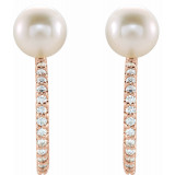 14K Rose Freshwater Cultured Pearl & 1/6 CTW Diamond Hoop Earrings - 86643607P photo 2