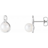 14K White Pearl Earrings - 86726600P photo