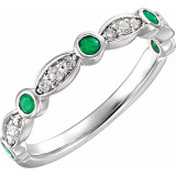 14K White Emerald & 1/6 CTW Diamond Ring - 65198960000P photo