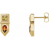 14K Yellow Multi-Gemstone Geometric Bar Drop Earrings - 87039605P photo