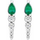 14K White Emerald & 1/4 CTW Diamond Earrings - 870256014P photo 2