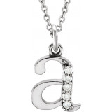 14K White .025 CTW Diamond Lowercase Initial a 16 Necklace - 8580360000P photo