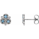 14K White Aquamarine Three-Stone Earrings - 86550600P photo