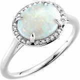14K White Opal & .06 CTW Diamond Ring - 71633105P photo