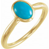 14K Yellow 8x6 mm Oval Cabochon Turquoise Ring - 72024608P photo
