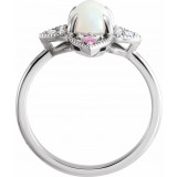 14K White Ethiopian Opal, Pink Sapphire & .05 CTW Diamond Vintage-Inspired Ring - 72095600P photo 2