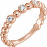 14K Rose 1/8 CTW Diamond Beaded Ring - 123270602P photo