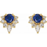 14K Yellow Blue Sapphire & 1/6 CTW Diamond Earrings - 869506030P photo 2