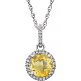 14K White Citrine & 1/10 CTW Diamond 18 Necklace - 65130170006P photo