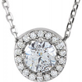 14K White 3/8 CTW Diamond Halo-Style 16 Necklace - 85916104P photo