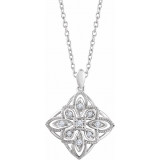 14K White 1/10 CTW Diamond Granulated Filigree 18 Necklace - 65260960000P photo