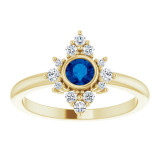 14K Yellow Blue Sapphire & 1/5 CTW Diamond Ring - 720896030P photo 3