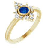 14K Yellow Blue Sapphire & 1/5 CTW Diamond Ring - 720896030P photo