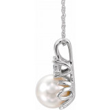14K White Freshwater Cultured Pearl & .02CTW Diamond 18 Necklace - 651534110P photo 2
