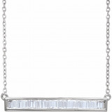 14K White 1/2 CTW Diamond Baguette Bar 16-18 Necklace - 65188560001P photo