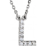 14K White Initial L .08 CTW Diamond 16 Necklace - 67311111P photo